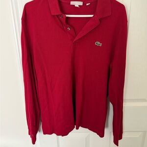 Lacoste Classic Red Polo with Long Sleeves